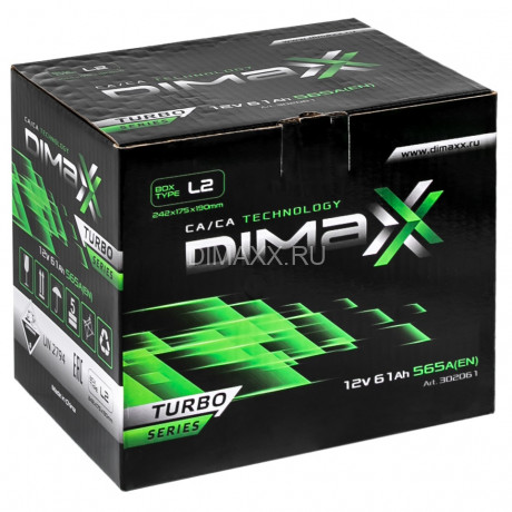 Аккумулятор DIMAXX TURBO EURO 61ah R+ (- +)