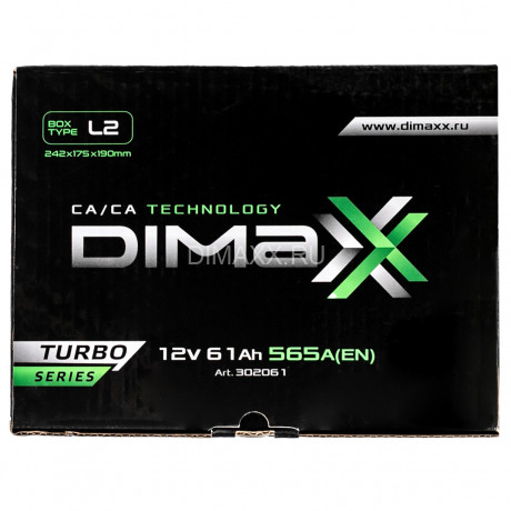 Аккумулятор DIMAXX TURBO EURO 61ah R+ (- +)
