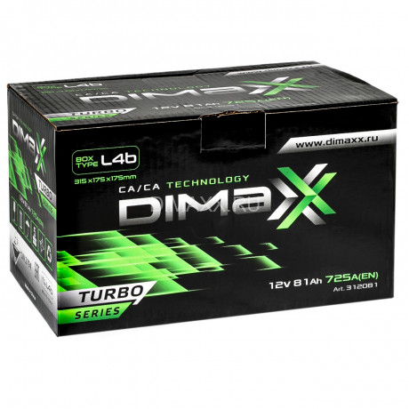 Аккумулятор DIMAXX TURBO EURO 81ah R+